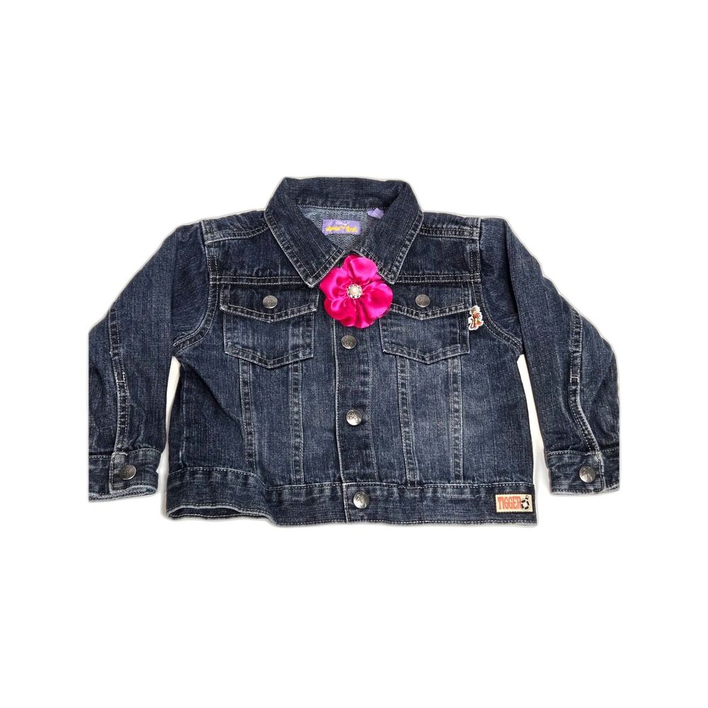 Vintage Disney Winnie the Pooh Tigger Denim Jacket | Girls Size 3T | Blue Retro